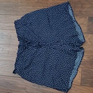 Chic Soul Navy Blue & White Polka Dot Paperbag Waist Pullon Shorts size 2X